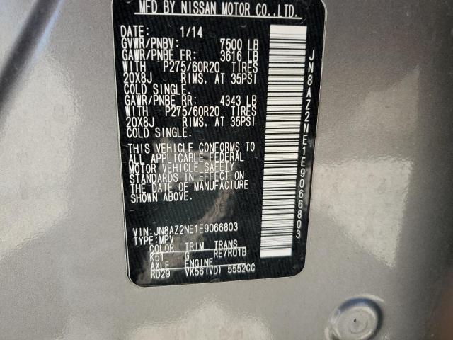 2014 Infiniti QX80 VIN JN8AZ2NE1E9066803 Copart auction photo, normal wear damage thumbnail 12