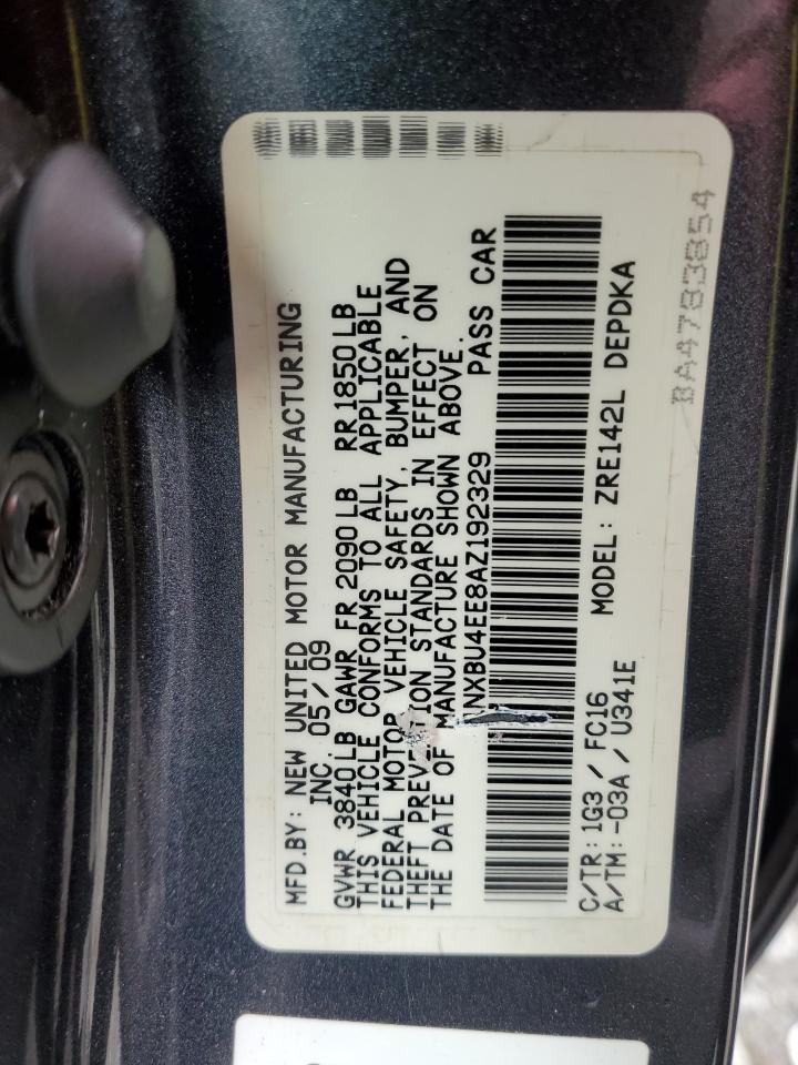 2010 Toyota Corolla VIN 1NXBU4EE8AZ192329 Copart auction photo, front end / minor dent/scratches damage thumbnail 12