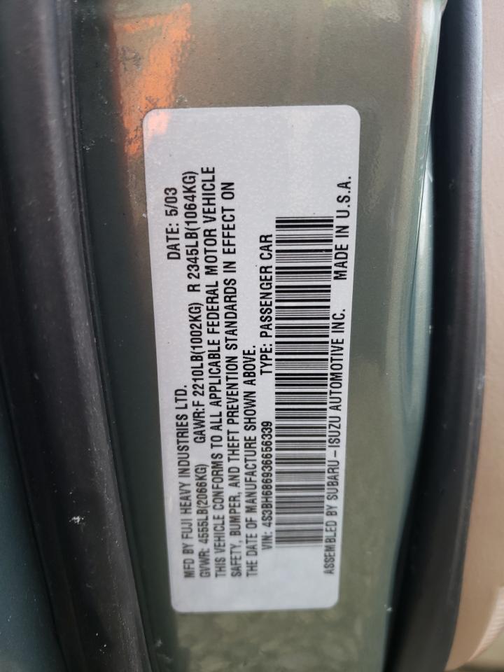 2003 Subaru Legacy VIN 4S3BH686936656339 Copart auction photo, front end / rear end damage thumbnail 13
