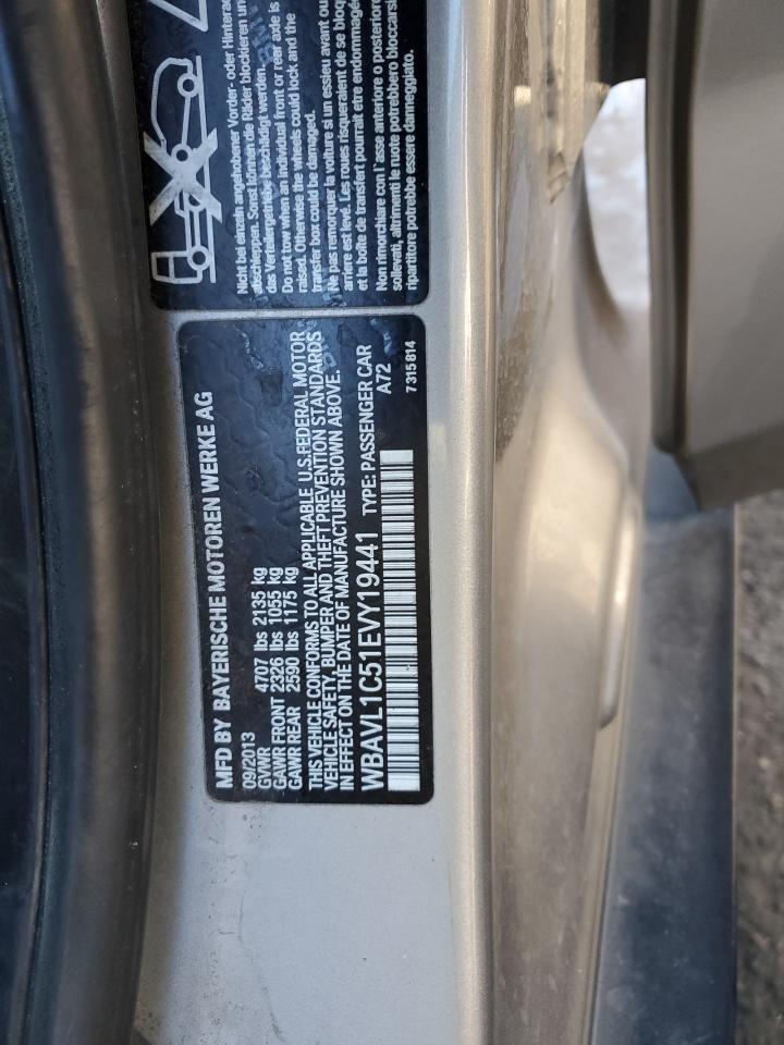 2014 BMW X1 VIN WBAVL1C51EVY19441 Copart auction photo, rear end damage thumbnail 14