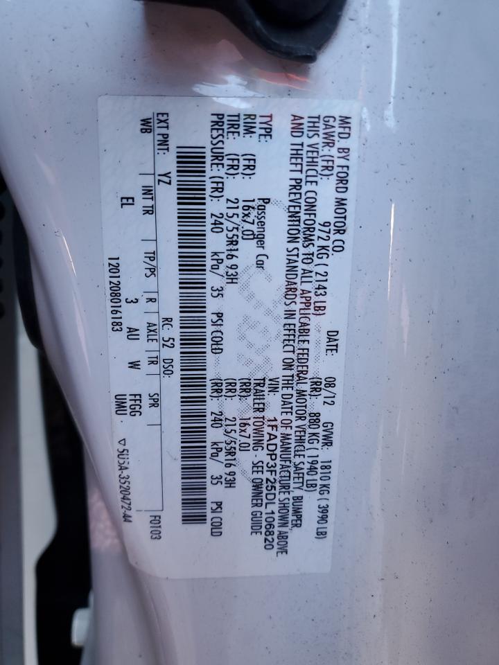 2013 Ford Focus VIN 1FADP3F25DL106820 Copart auction photo, rear end / minor dent/scratches damage thumbnail 12