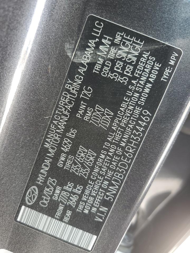 2024 Hyundai Tucson VIN 5NMJB3DE6RH334469 Copart auction photo, all over damage thumbnail 14