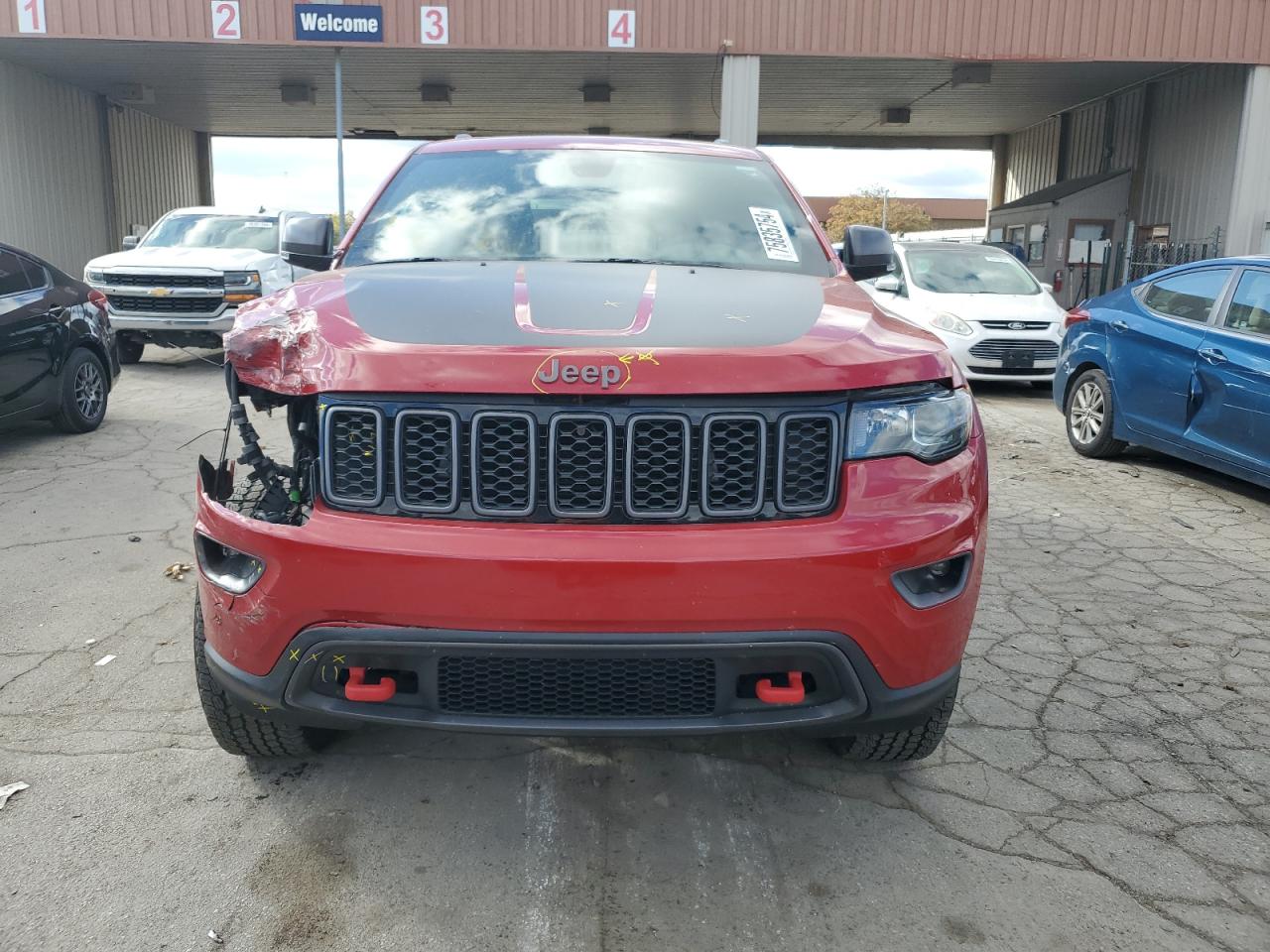 2021 Jeep Grand Cherokee VIN 1C4RJFLG0MC771918 Copart auction photo, front end / side damage thumbnail 5