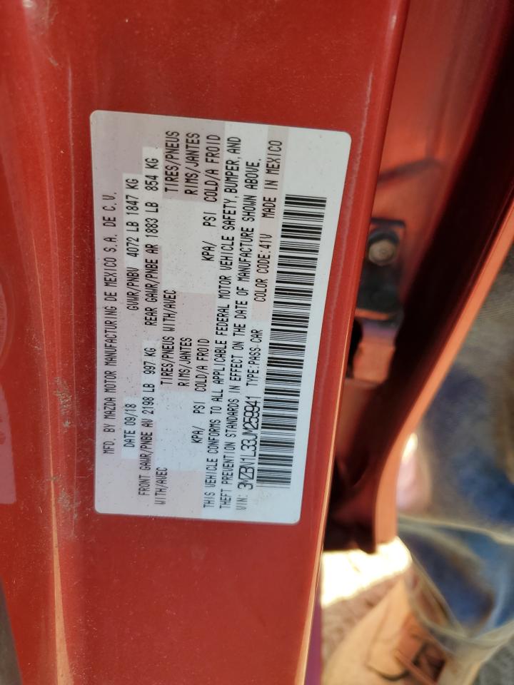2018 Mazda 3 VIN 3MZBN1L33JM259941 Copart auction photo, burn damage thumbnail 14