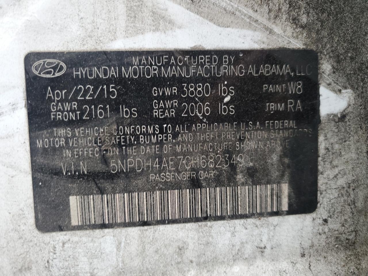 2016 Hyundai Elantra VIN 5NPDH4AE7GH682349 Copart auction photo, front end damage thumbnail 12