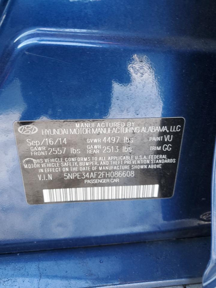 2015 Hyundai Sonata VIN 5NPE34AF2FH086608 Copart auction photo, front end damage thumbnail 13