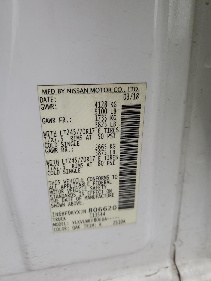 2018 Nissan NV VIN 1N6BF0KYXJN806620 Copart auction photo, all over damage thumbnail 14