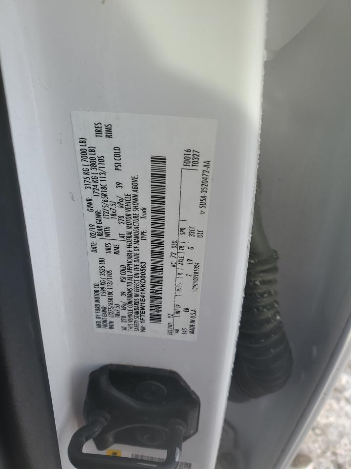 2019 Ford F-150 VIN 1FTEW1E41KKD00563 Copart auction photo, rear end / front end damage thumbnail 12