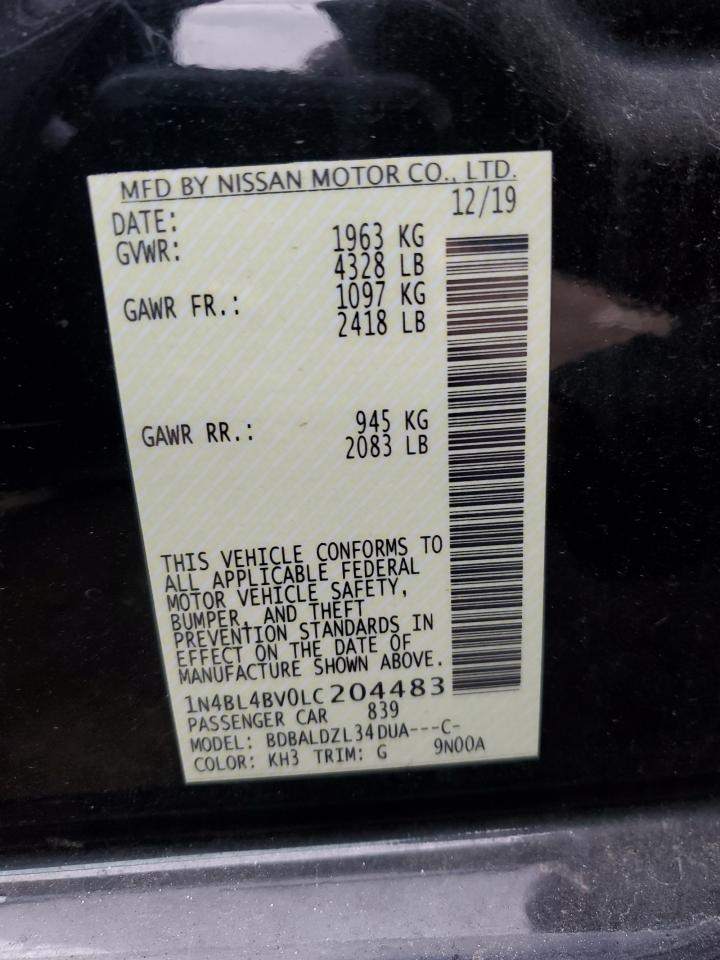 2020 Nissan Altima VIN 1N4BL4BV0LC204483 Copart auction photo, front end / side damage thumbnail 14