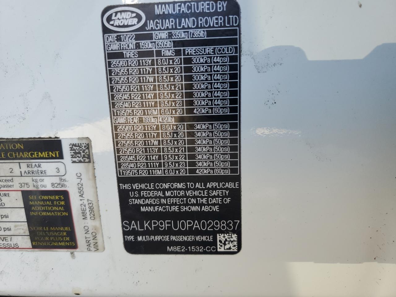 2023 Land Rover Range Rover VIN SALKP9FU0PA029837 Copart auction photo, all over damage thumbnail 13