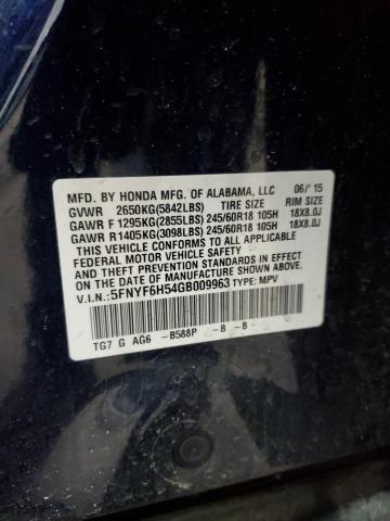 2016 Honda Pilot VIN 5FNYF6H54GB009963 Copart auction photo, hail damage thumbnail 14