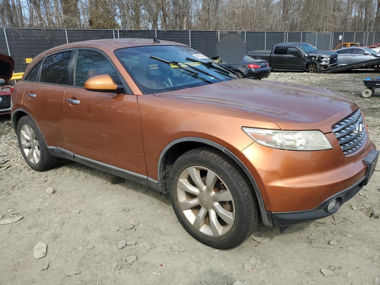 2003 Infiniti FX VIN JNRAS08W33X003218 Copart auction photo, side damage thumbnail 4