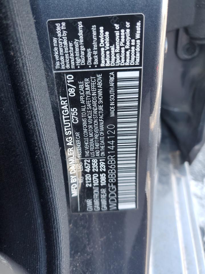 2011 Mercedes-Benz C-klasse VIN WDDGF8BB6BR144120 Copart auction photo, undercarriage / minor dent/scratches damage thumbnail 12