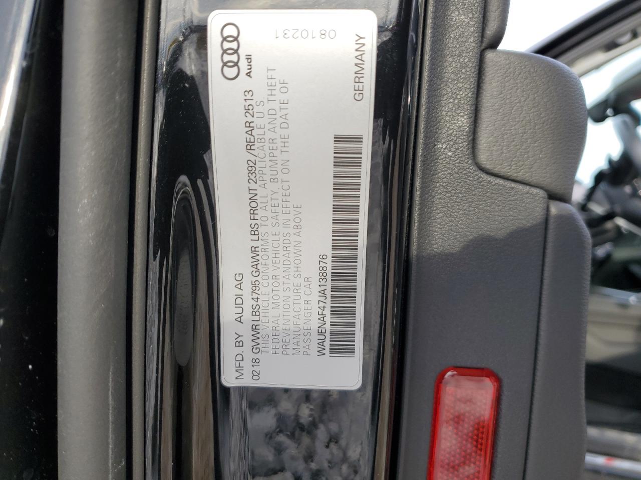 2018 Audi A4 VIN WAUENAF47JA138876 Copart auction photo, side damage thumbnail 12