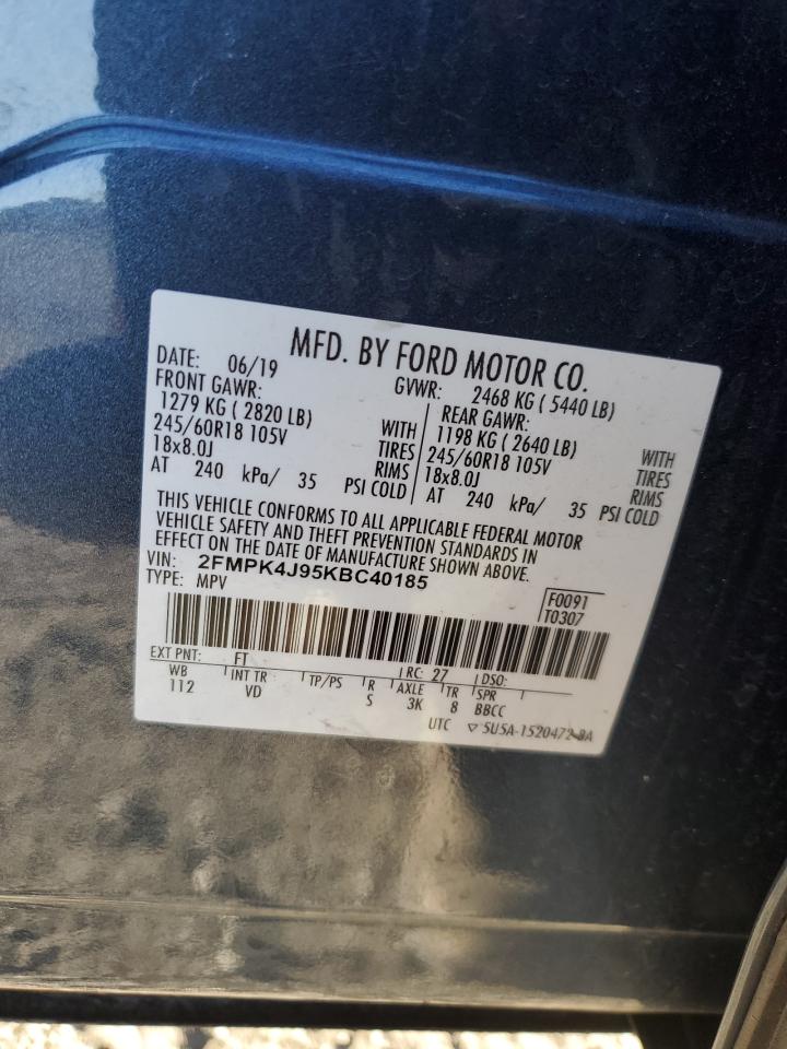 2019 Ford Edge VIN 2FMPK4J95KBC40185 Copart auction photo, front end / minor dent/scratches damage thumbnail 13