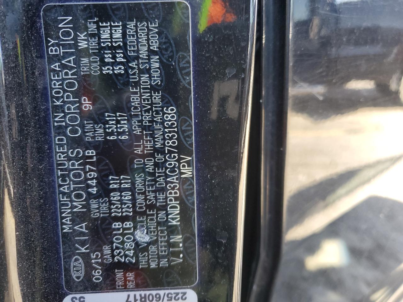 2016 KIA Sportage VIN KNDPB3AC9G7831386 Copart auction photo, front end damage thumbnail 13