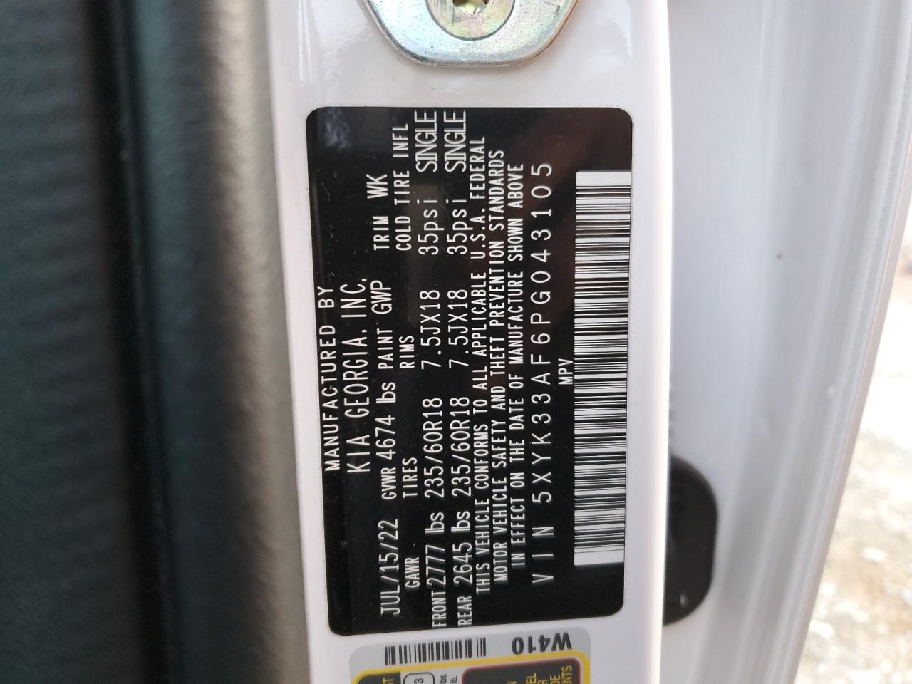 2023 KIA Sportage VIN 5XYK33AF6PG043105 Copart auction photo, front end damage thumbnail 13