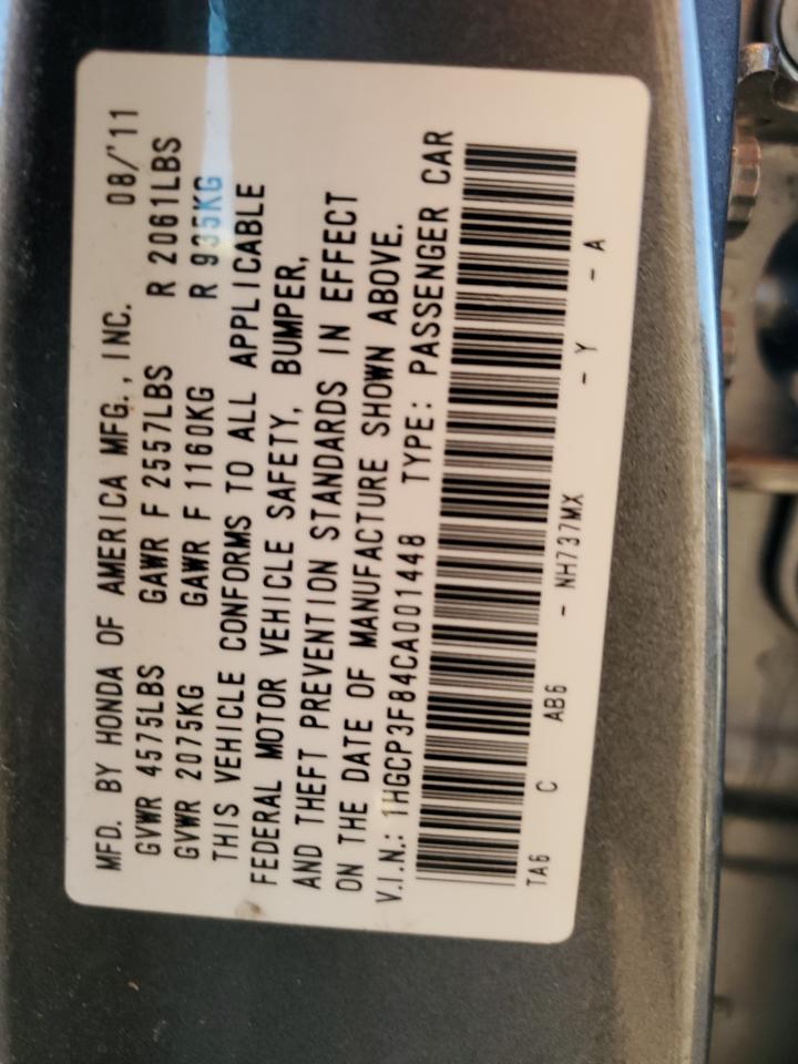 2012 Honda Accord VIN 1HGCP3F84CA001448 Copart auction photo, mechanical damage thumbnail 12