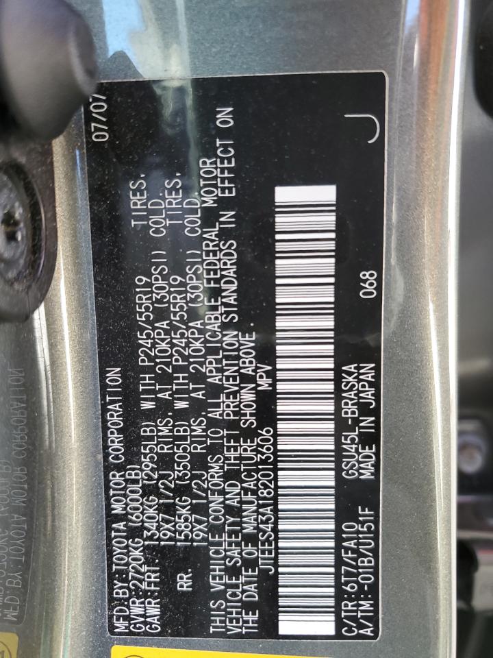 2008 Toyota Highlander VIN JTEES43A182013606 Copart auction photo, front end damage thumbnail 13