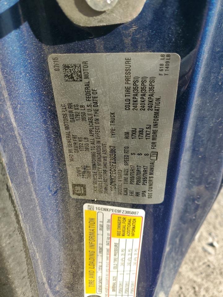 2015 Chevrolet Silverado VIN 1GCNKPEC9FZ385087 Copart auction photo, front end damage thumbnail 12