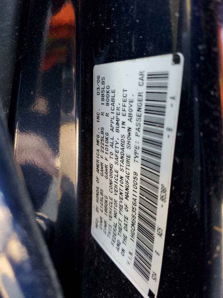 2006 Honda Accord VIN 1HGCM56356A110059 Copart auction photo, all over damage thumbnail 13