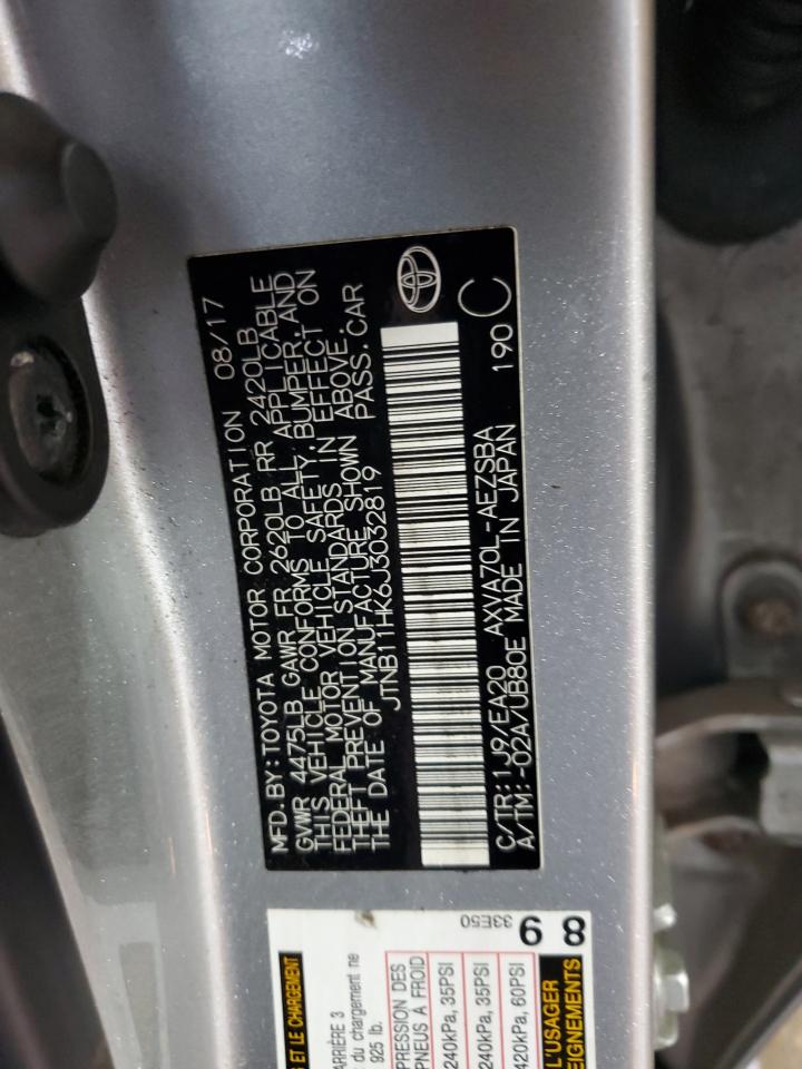 2018 Toyota Camry VIN JTNB11HK6J3032819 Copart auction photo, rear end / side damage thumbnail 12