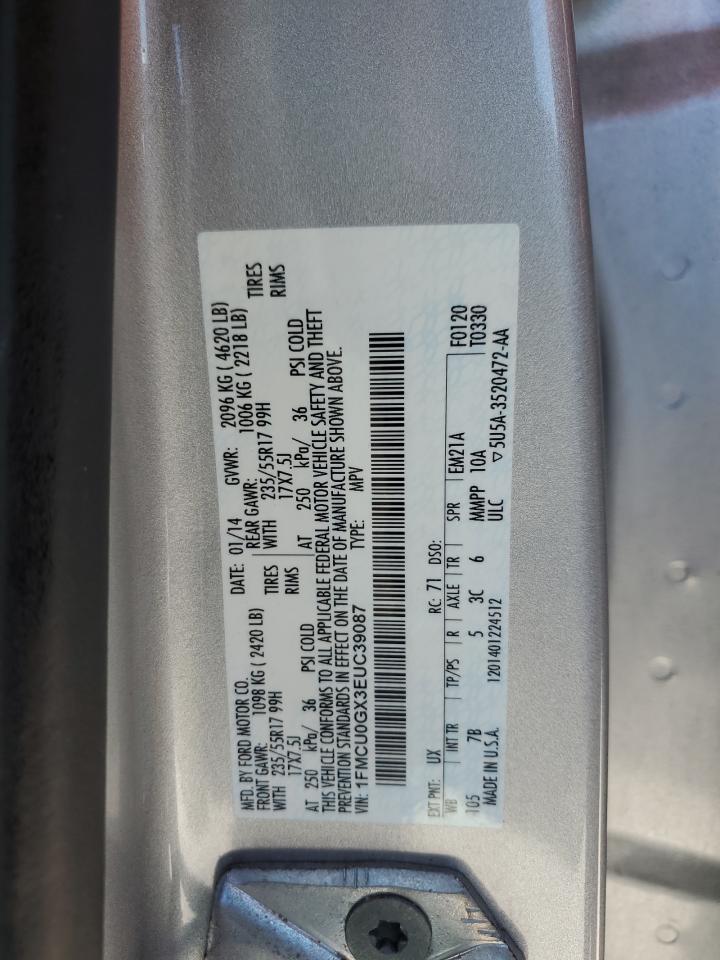 2014 Ford Escape VIN 1FMCU0GX3EUC39087 Copart auction photo, front end damage thumbnail 15