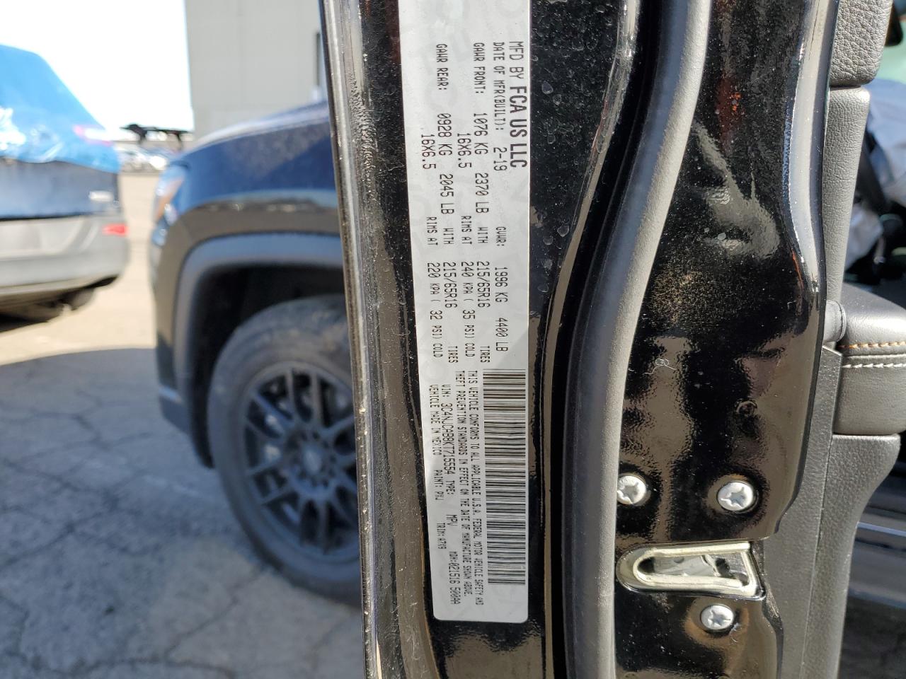2019 Jeep Compass VIN 3C4NJCAB8KT715554 Copart auction photo, all over damage thumbnail 12