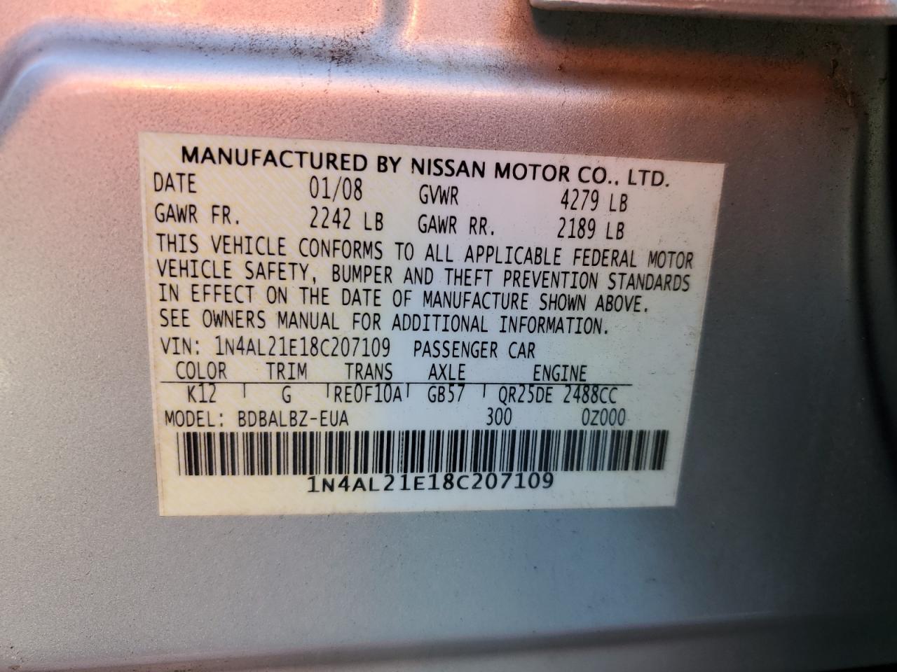 2008 Nissan Altima VIN 1N4AL21E18C207109 Copart auction photo, front end / rear end damage thumbnail 12