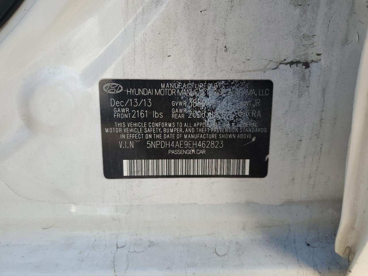 2014 Hyundai Elantra VIN 5NPDH4AE9EH462823 Copart auction photo, side / damage history damage thumbnail 12