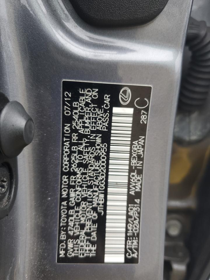 2013 Lexus ES VIN JTHBW1GG3D2000955 Copart auction photo, front end damage thumbnail 13