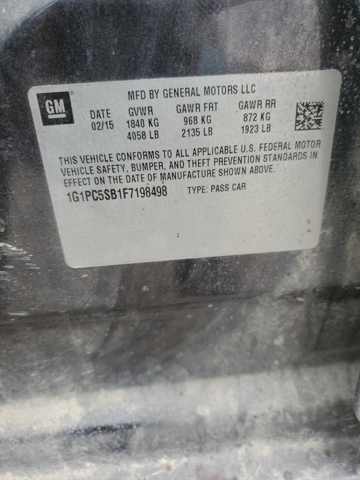 2015 Chevrolet Cruze VIN 1G1PC5SB1F7198498 Copart auction photo, front end damage thumbnail 15