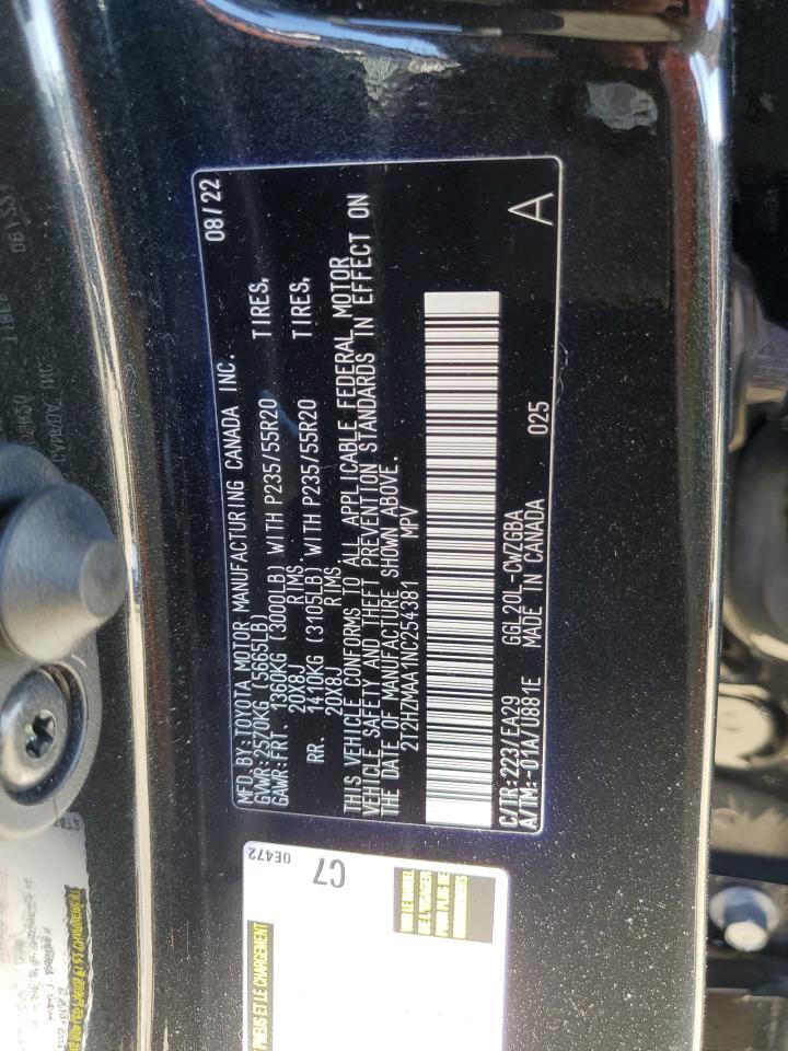2022 Lexus RX VIN 2T2HZMAA1NC254381 Copart auction photo, front end damage thumbnail 15