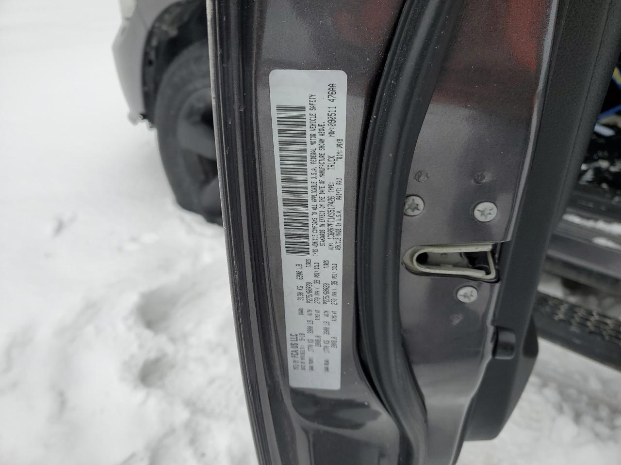 2019 RAM 1500 VIN 1C6RR7FT1KS517426 Copart auction photo, side / front end damage thumbnail 12