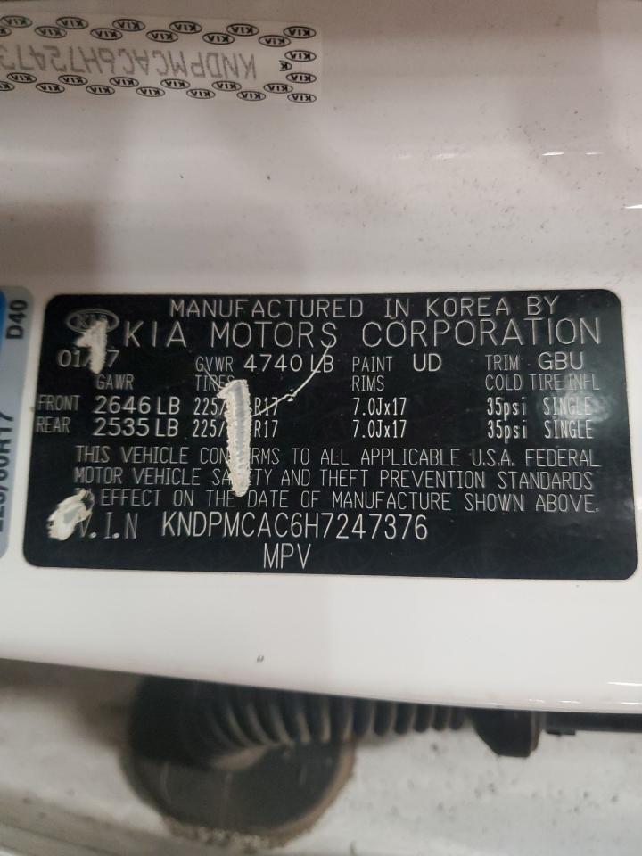 2017 KIA Sportage VIN KNDPMCAC6H7247376 Copart auction photo, vandalism damage thumbnail 13