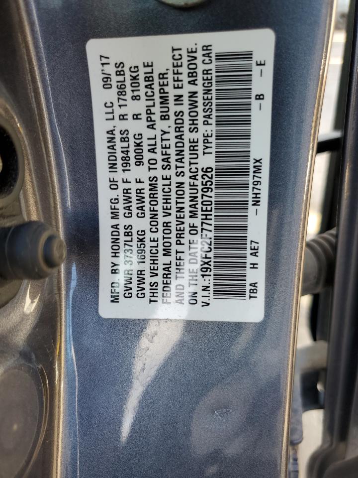 2017 Honda Civic VIN 19XFC2F77HE079526 Copart auction photo, front end damage thumbnail 12