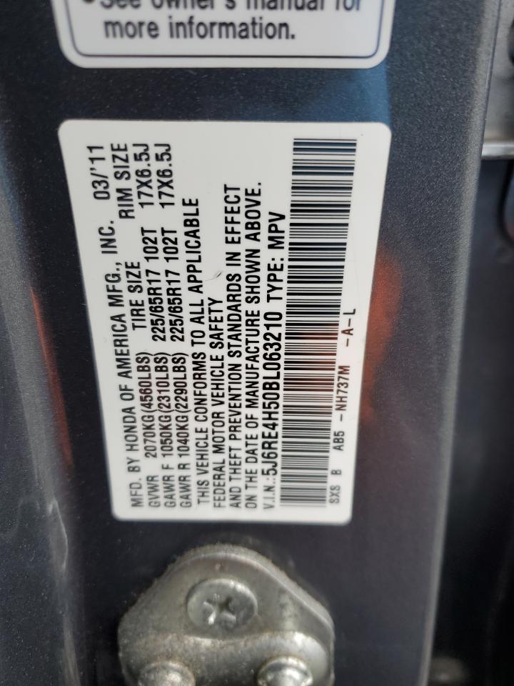 2011 Honda CR-V VIN 5J6RE4H50BL063210 Copart auction photo, side / front end damage thumbnail 13