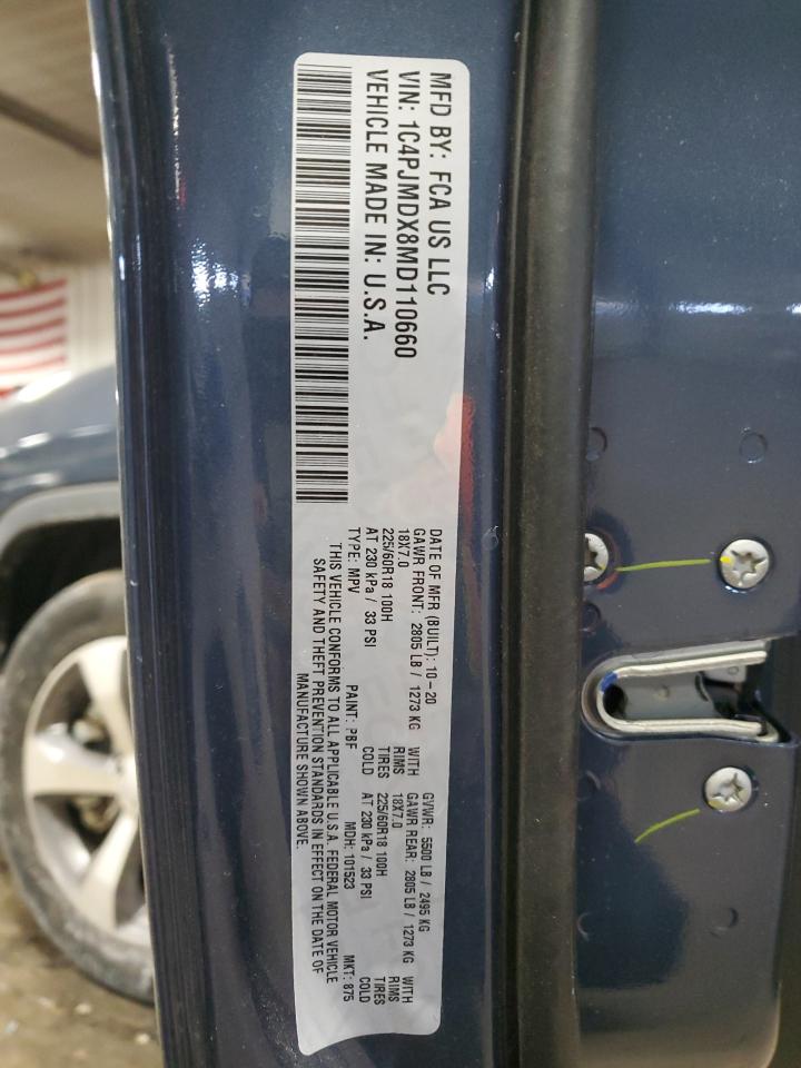 2021 Jeep Grand Cherokee VIN 1C4PJMDX8MD110660 Copart auction photo, front end damage thumbnail 15
