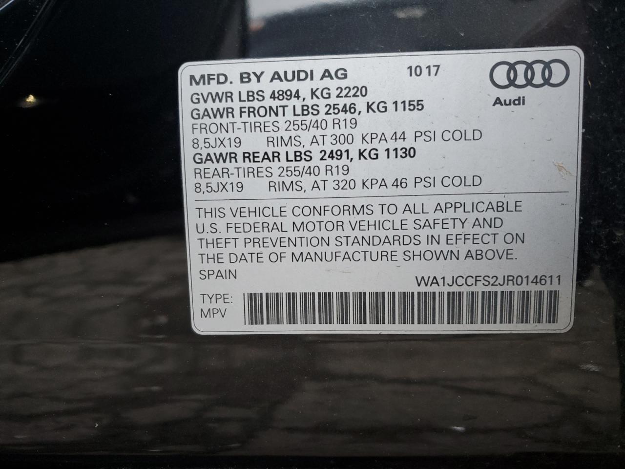 2018 Audi Q3 VIN WA1JCCFS2JR014611 Copart auction photo, front end damage thumbnail 12