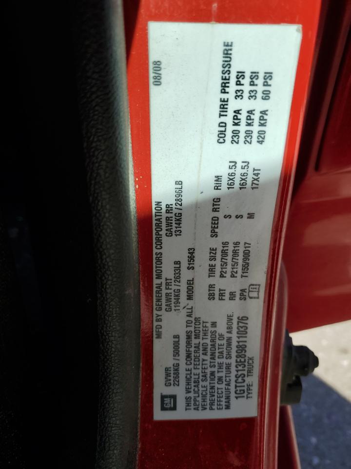 2009 GMC Canyon VIN 1GTCS13E898110376 Copart auction photo, front end / mechanical damage thumbnail 12
