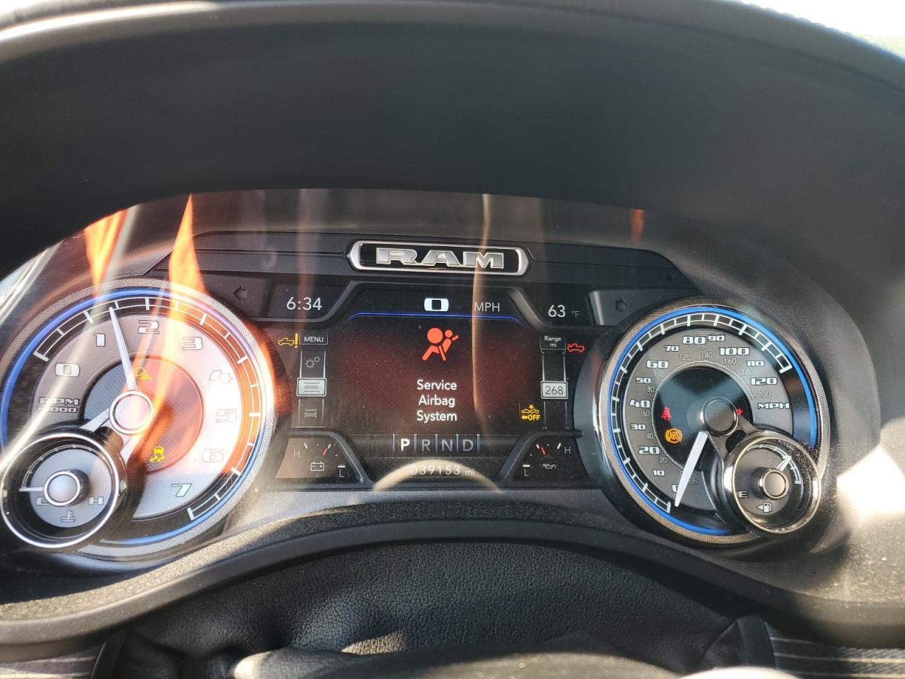 2019 RAM 1500 VIN 1C6RREHT1KN596385 Copart auction photo, front end / side damage thumbnail 9