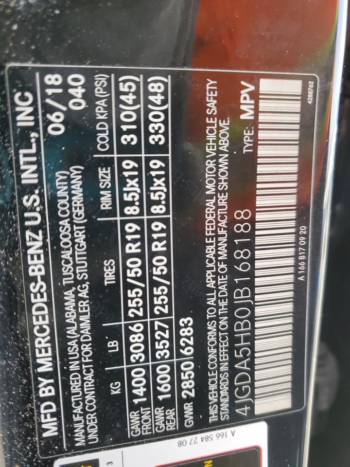 2018 Mercedes-Benz GLE VIN 4JGDA5HB0JB168188 Copart auction photo, front end damage thumbnail 14