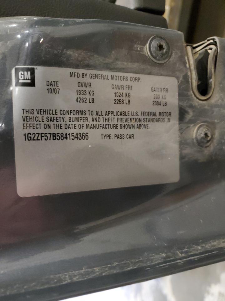 2008 Pontiac G6 VIN 1G2ZF57B584154366 Copart auction photo, hail / side damage thumbnail 12