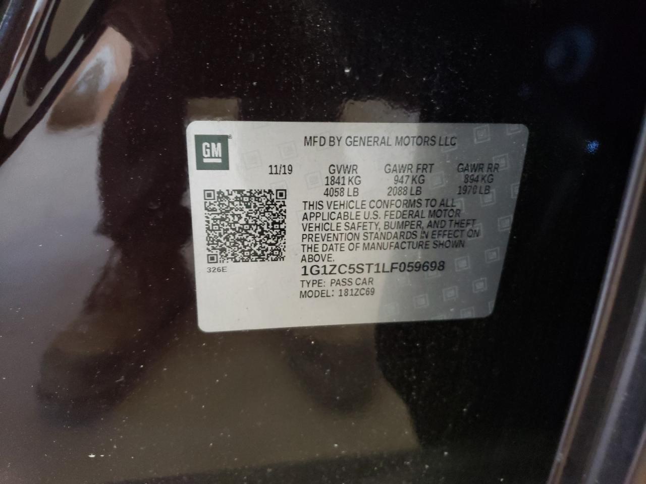 2020 Chevrolet Malibu VIN 1G1ZC5ST1LF059698 Copart auction photo, front end / undercarriage damage thumbnail 12