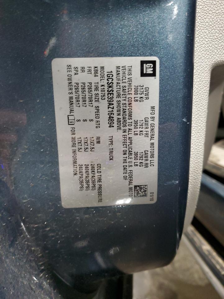2010 Chevrolet Silverado VIN 1GCSKSE39AZ164894 Copart auction photo, all over damage thumbnail 13