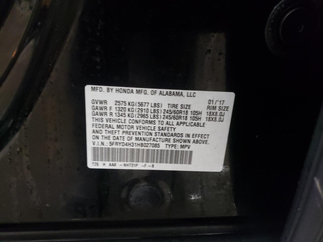 2017 Acura MDX VIN 5FRYD4H31HB027085 Copart auction photo, undercarriage damage thumbnail 14