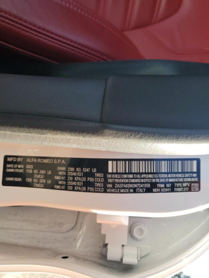 2022 Alfa Romeo Stelvio VIN ZASPAKBN3N7D41558 Copart auction photo, undercarriage damage thumbnail 15