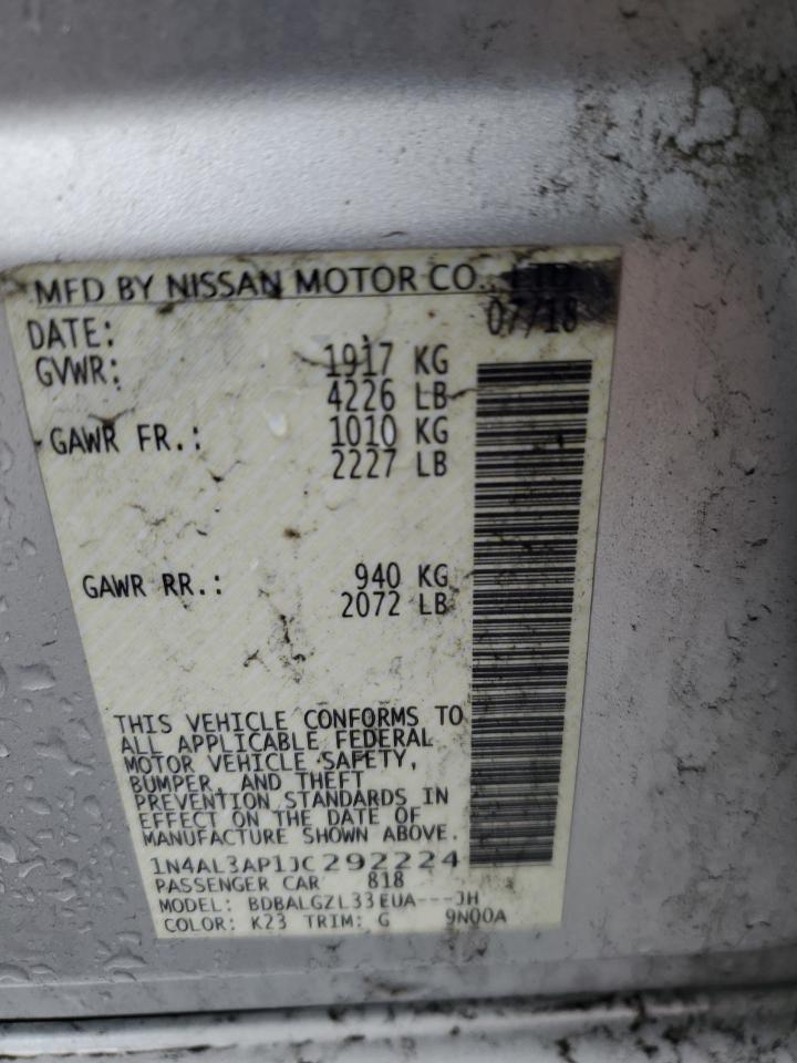 2018 Nissan Altima VIN 1N4AL3AP1JC292224 Copart auction photo, front end damage thumbnail 15
