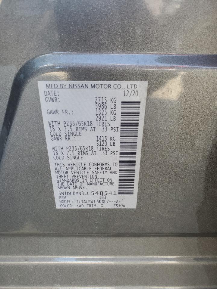 2020 Infiniti QX60 VIN 5N1DL0MN3LC548541 Copart auction photo, front end / minor dent/scratches damage thumbnail 13