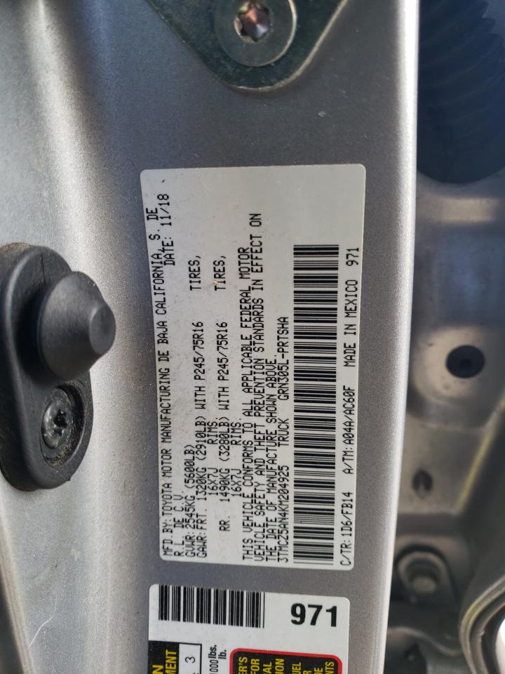 2019 Toyota Tacoma VIN 3TMCZ5AN4KM204925 Copart auction photo, all over / undercarriage damage thumbnail 13